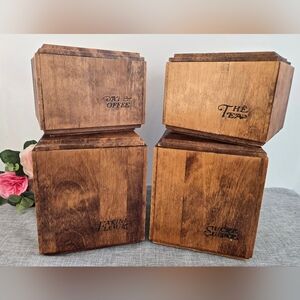 Vintage Baribocraft Maple Wooden Kitchen Canisters Set of 4 Sugar Flour Tea Coff